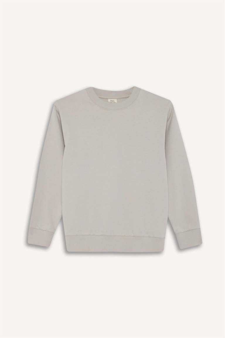 سويت شيرت ولادي بيزك سادة قصة عادية بياخة مستديرة