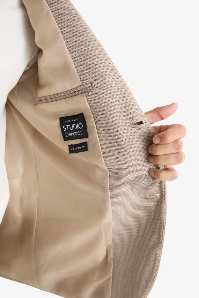 Modern Fit Düğmeli Cepli Blazer Ceket