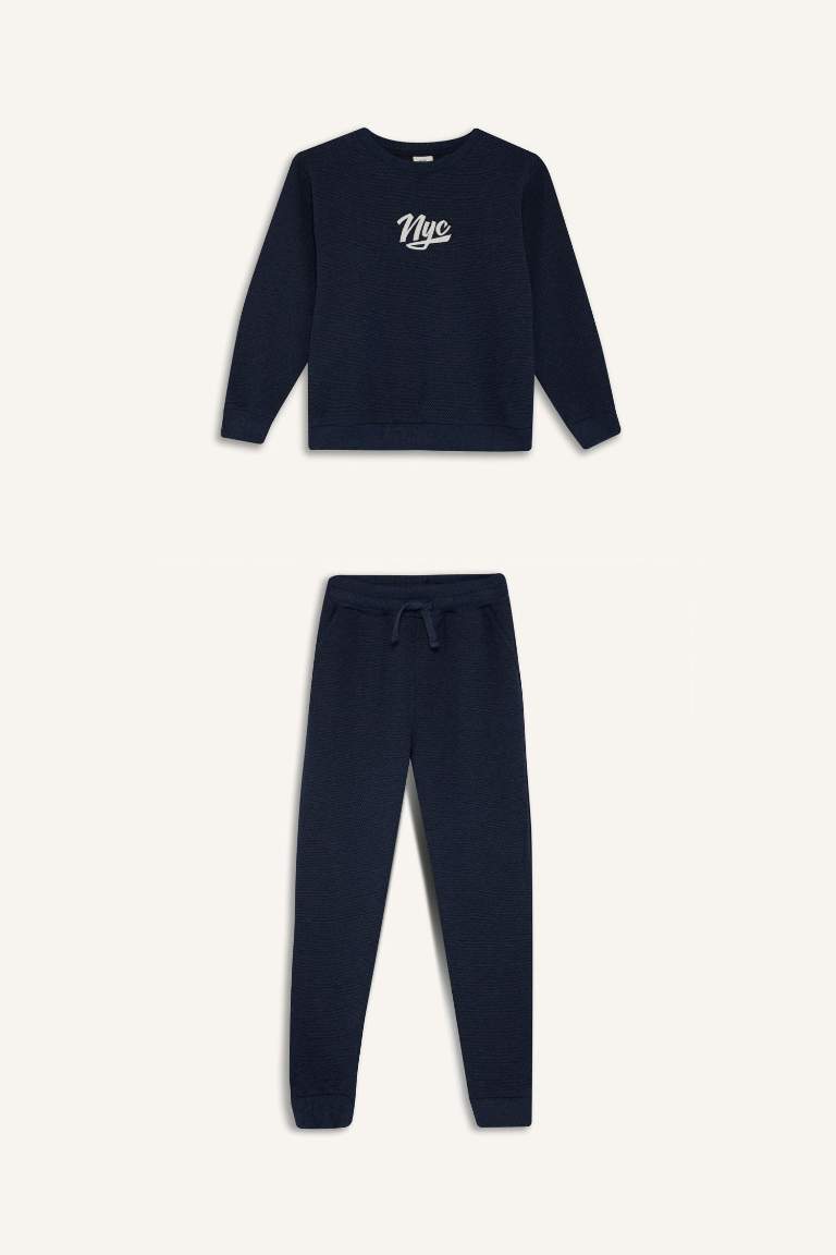 Erkek Çocuk 2'li Takım Baskılı Sweatshirt Eşofman Altı