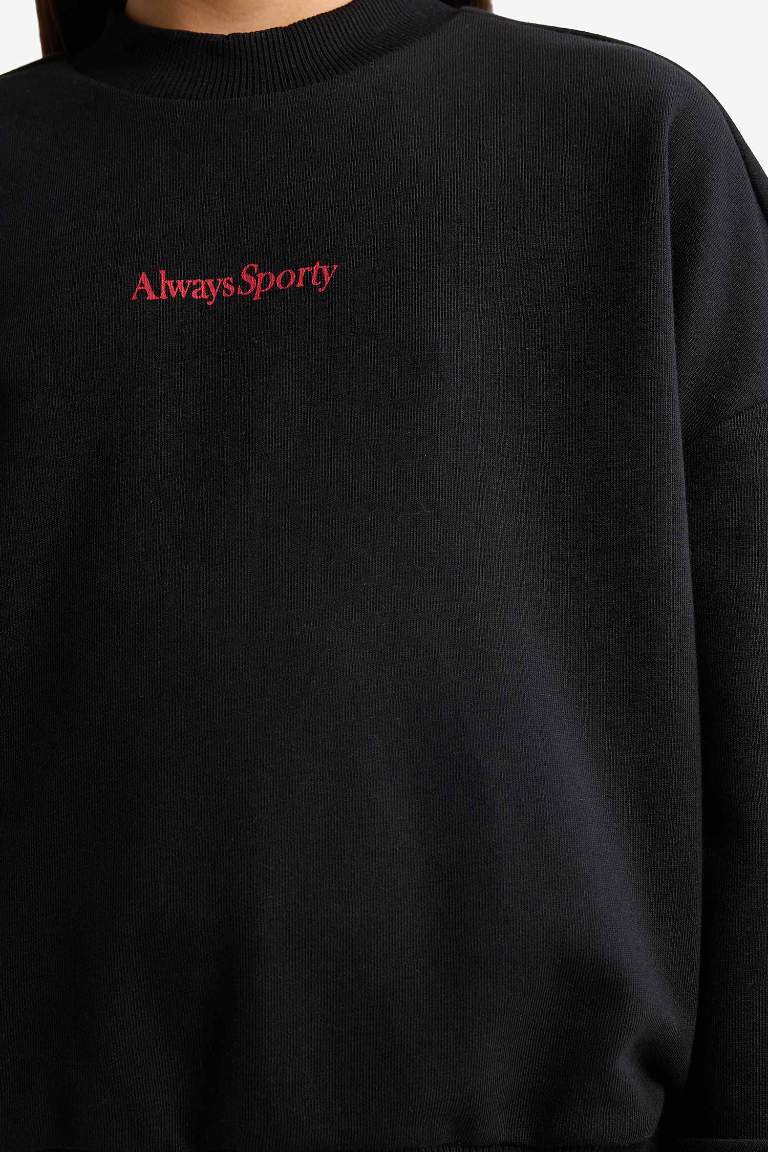 Kız Çocuk 2'li Takım Baskılı Sweatshirt Eşofman Altı