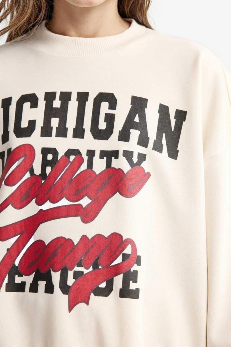 Kız Çocuk 2'li Takım Baskılı Sweatshirt Eşofman Altı