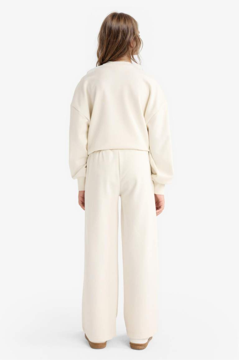 Kız Çocuk 2'li Takım Baskılı Sweatshirt Eşofman Altı