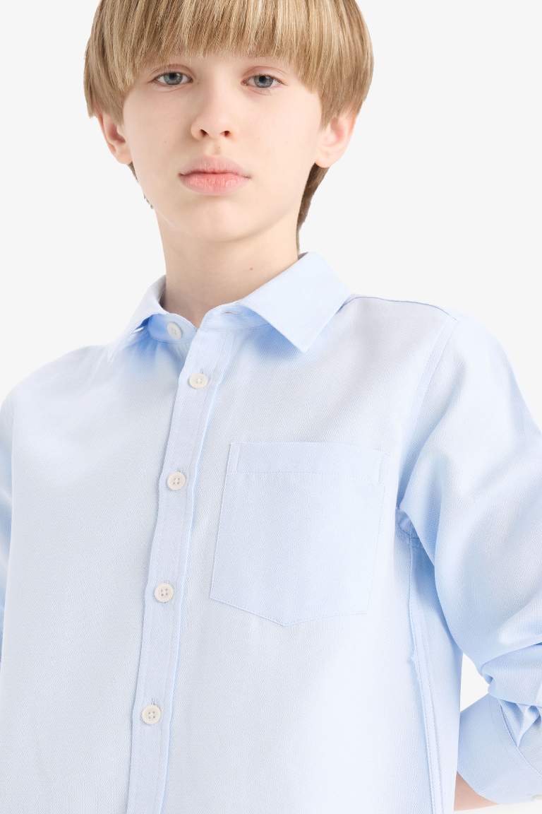 Boy Polo Neck Oxford Long Sleeve Shirt