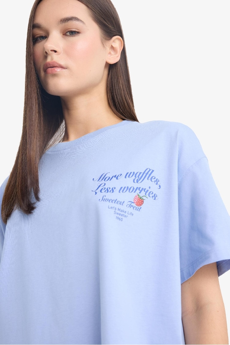 Oversize Fit Crew Neck Back Printed T-Shirt