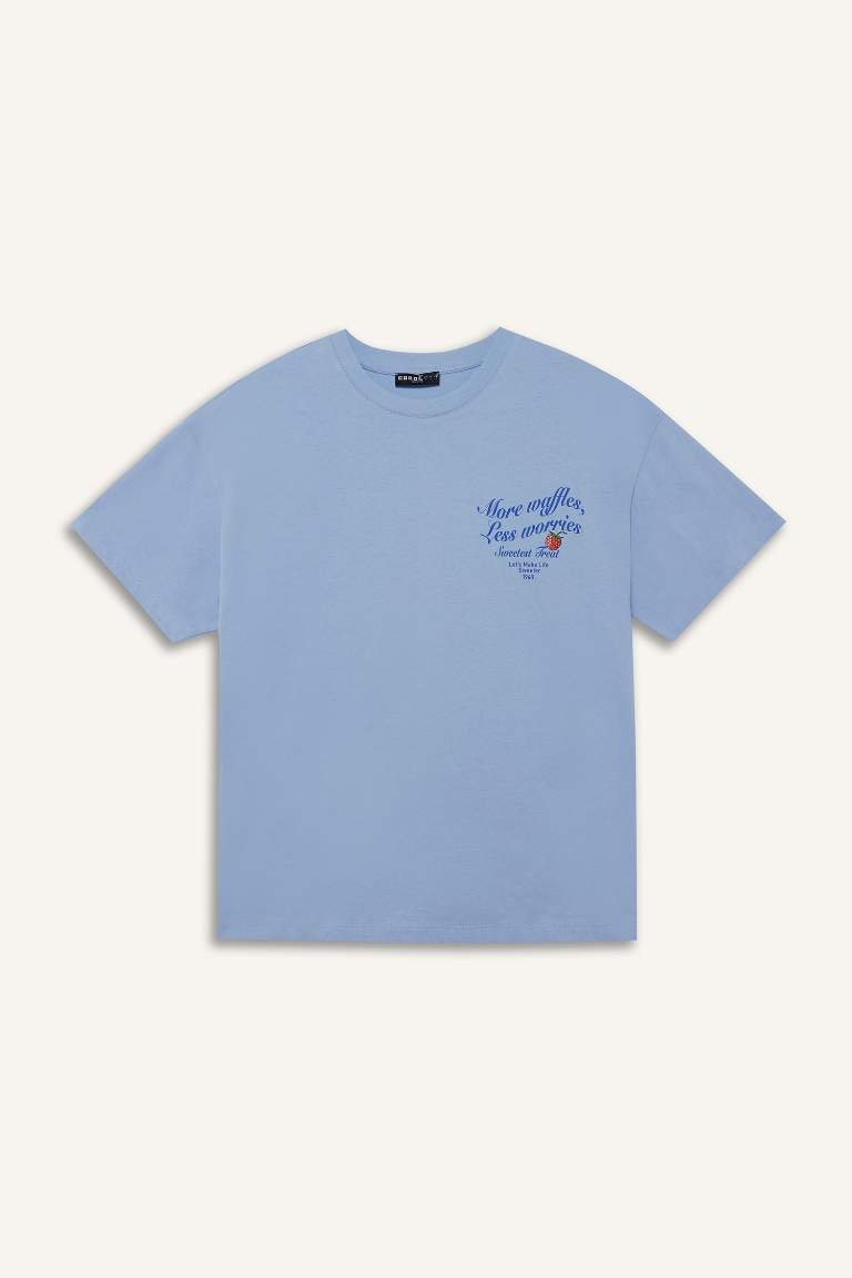 Oversize Fit Crew Neck Back Printed T-Shirt