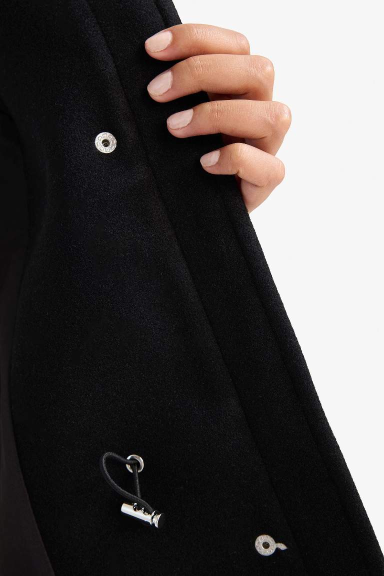 Regular Fit Zippered Wool Coat