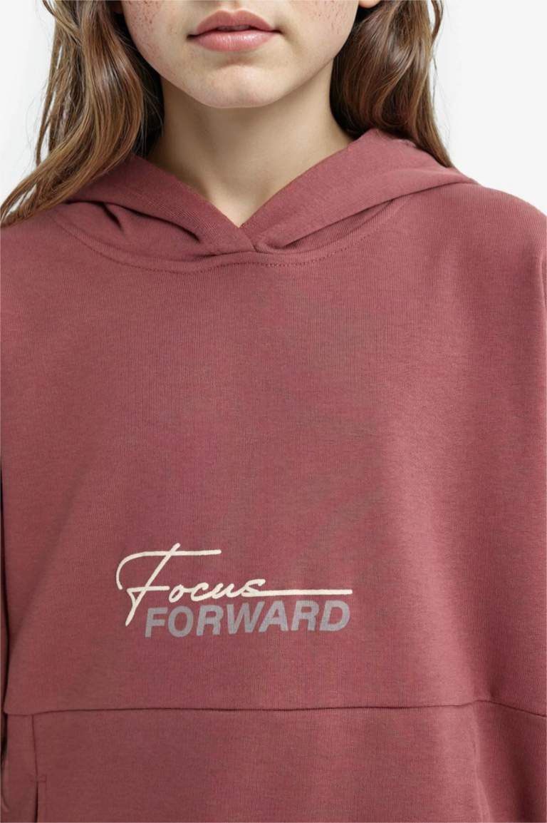 Girl Oversize Fit Hooded Printed Back Sweatshirt