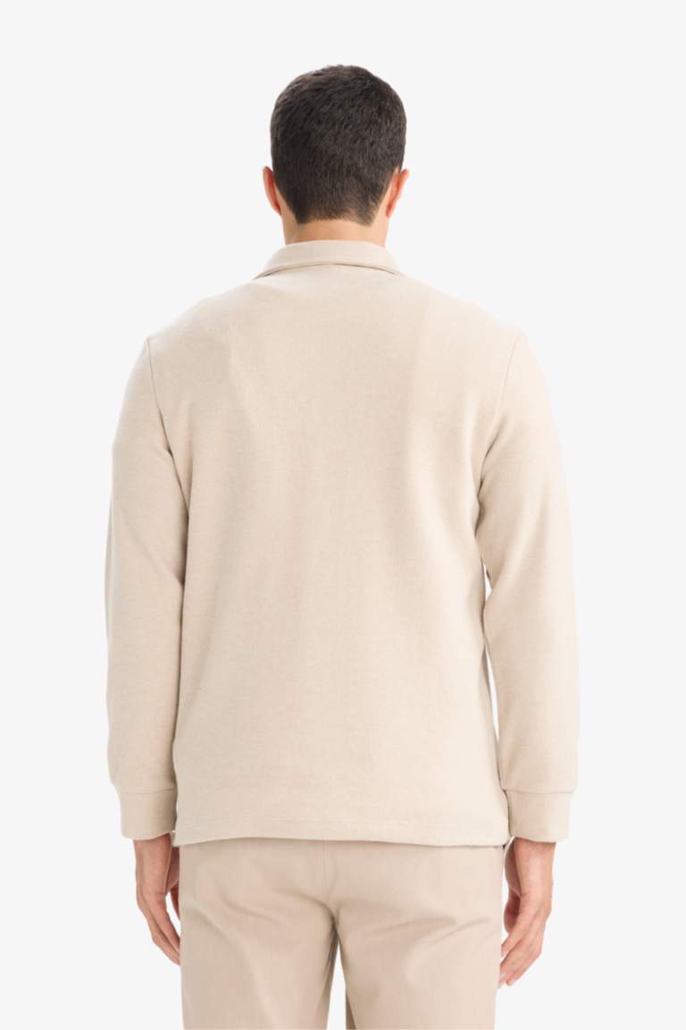 Regular Fit Polo Yaka Yarım Fermuarlı Sweatshirt