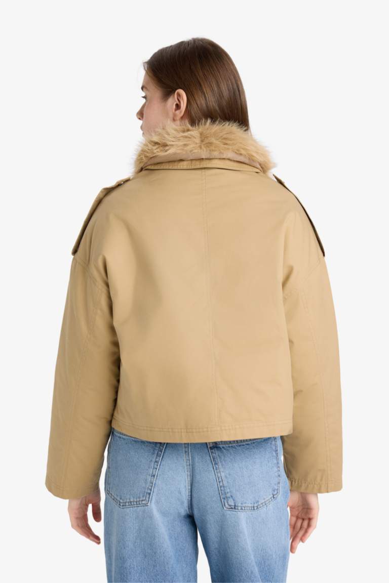 Su Geçirmez Regular Fit Kapüşonlu Pamuklu Mont