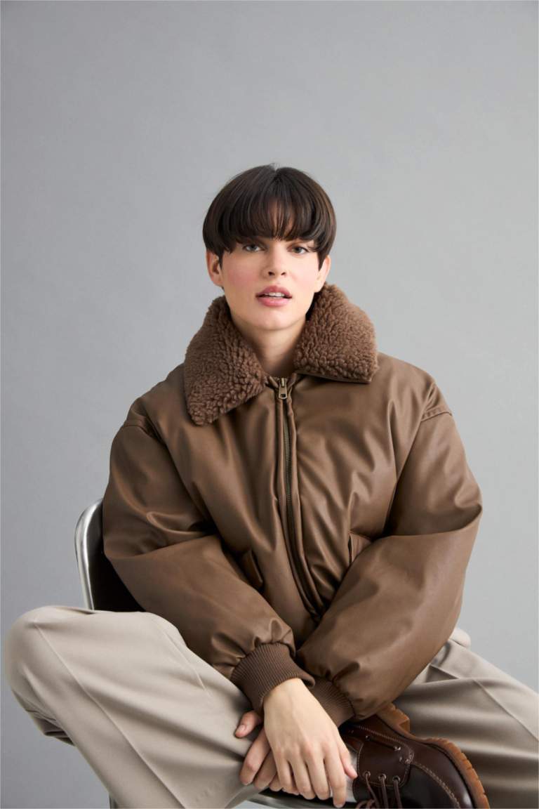 Regular Fit Polo Yaka Suni Deri Mont