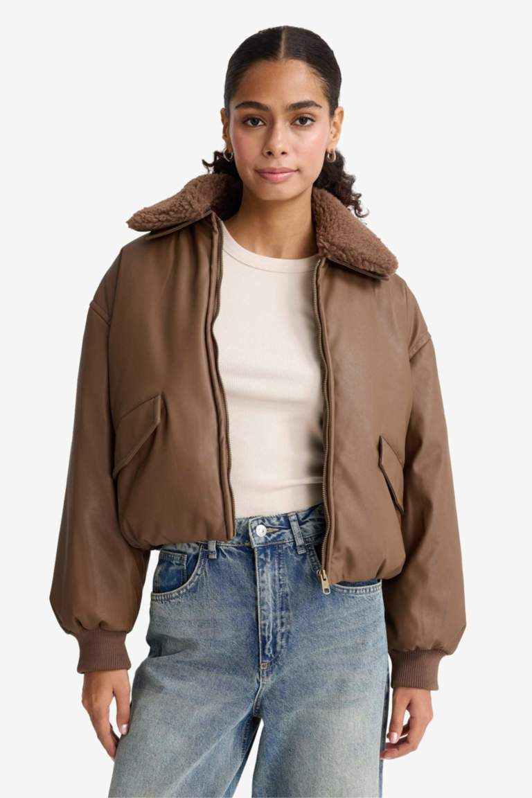 Regular Fit Polo Yaka Suni Deri Mont