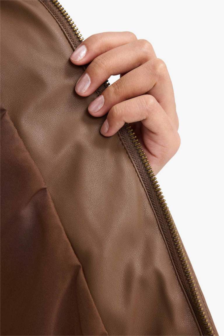 Regular Fit Polo Yaka Suni Deri Mont