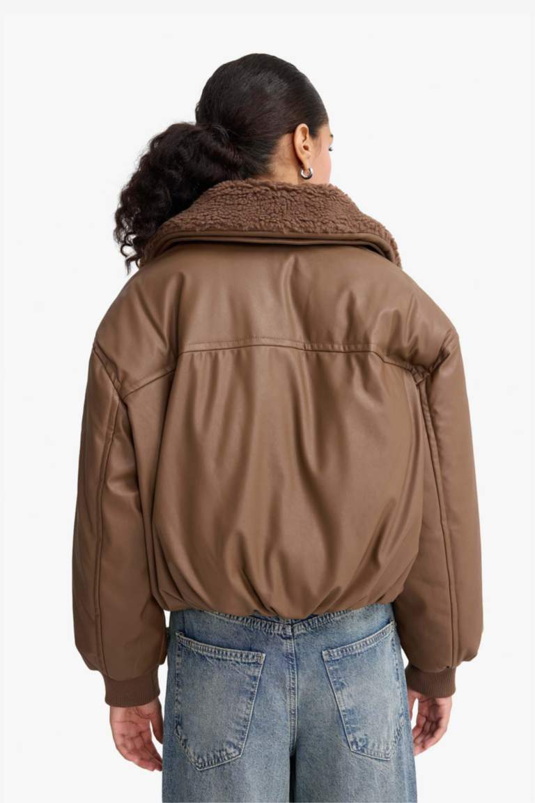 Regular Fit Polo Yaka Suni Deri Mont