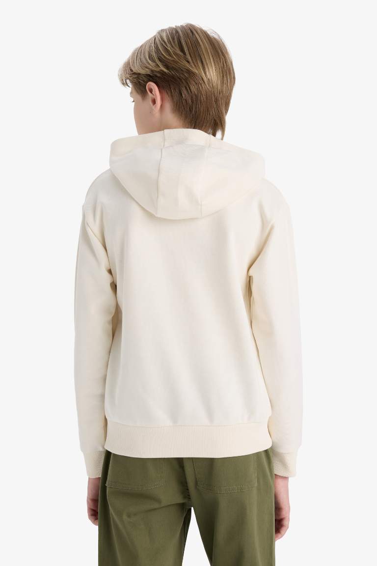Boy Hooded Printed Sweatshirt