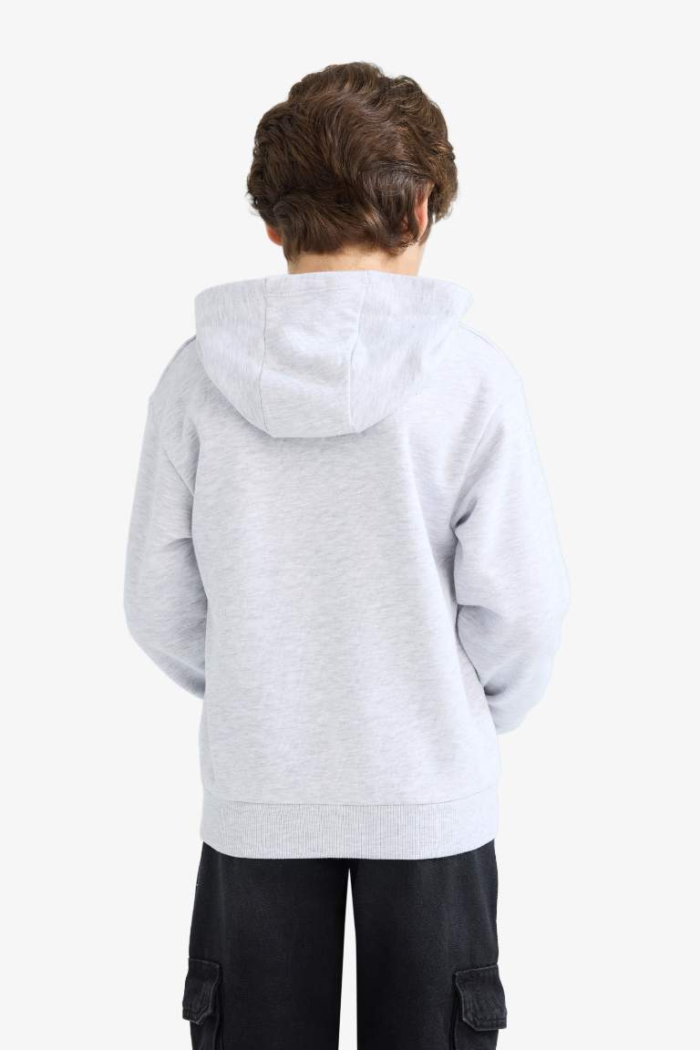 Boy Hooded Printed Sweatshirt