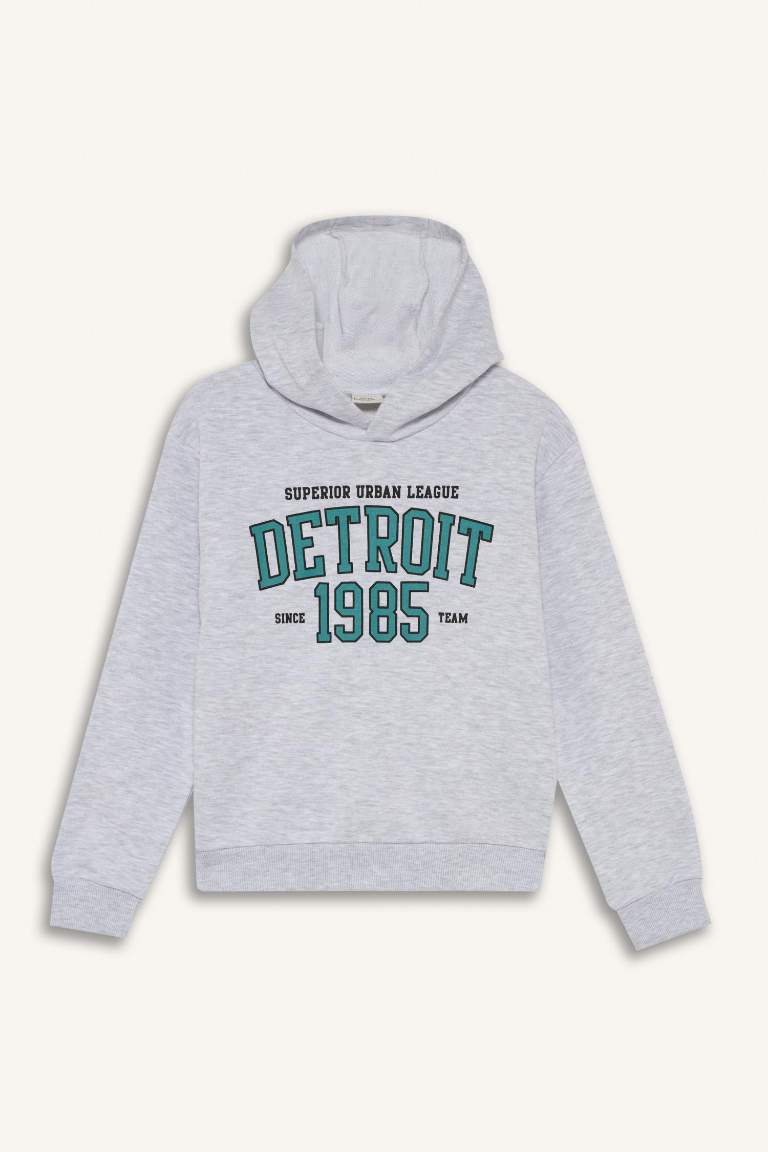 Boy Hooded Printed Sweatshirt