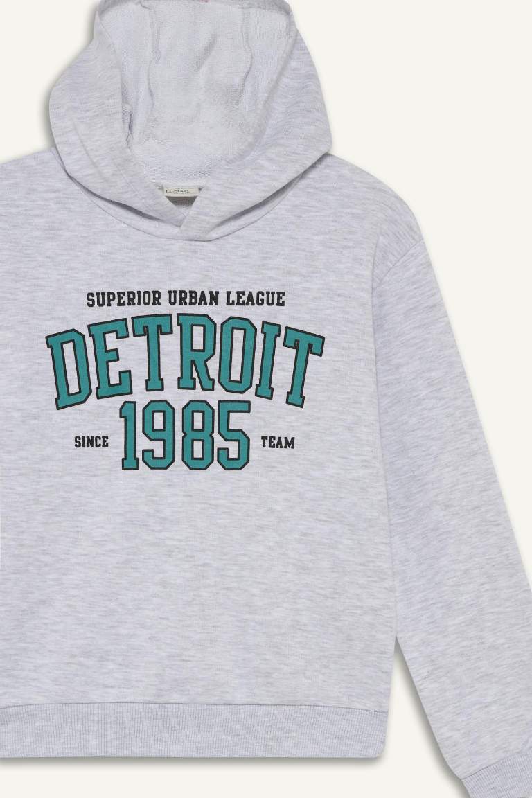 Boy Hooded Printed Sweatshirt