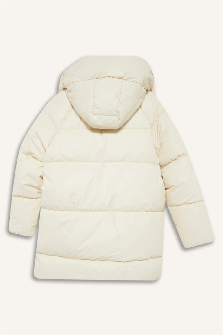 Relax Fit Kapüşonlu Fermuarlı Şişme Parka