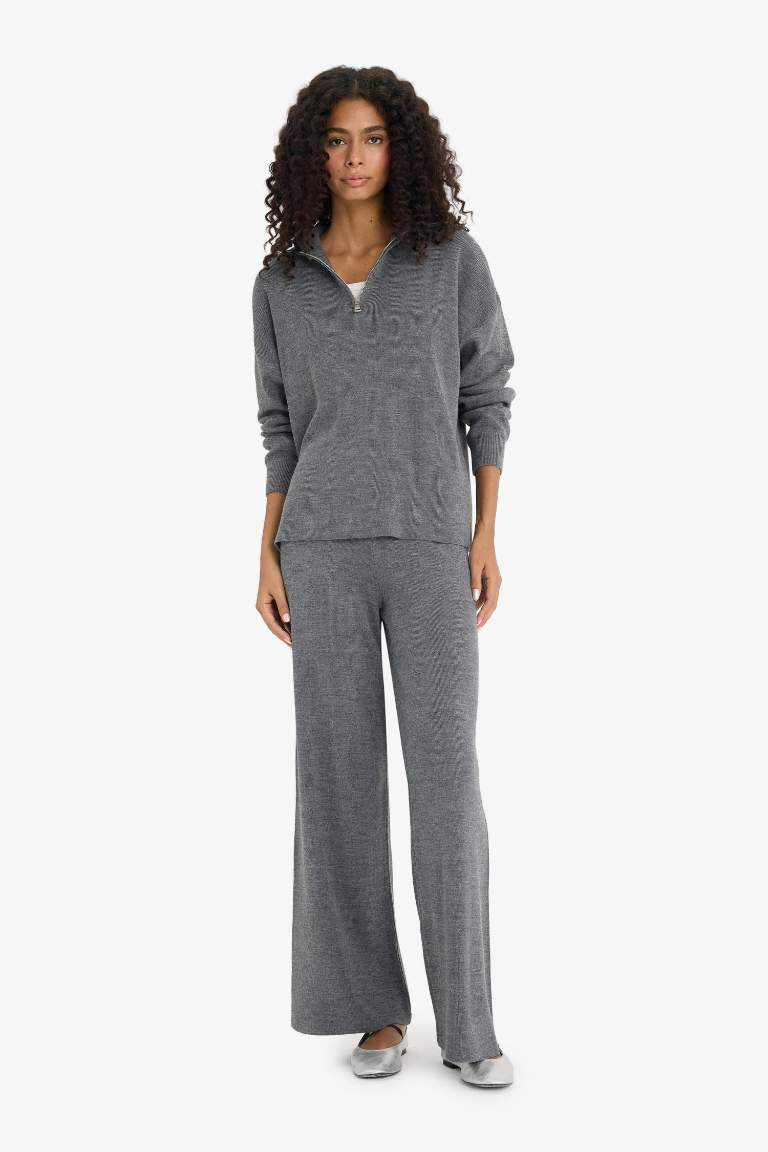 Wide Leg Geniş Bol Paça Triko Pantolon