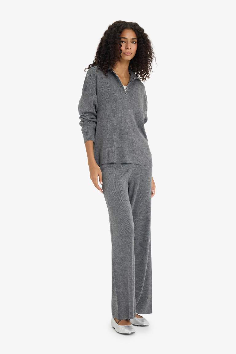 Wide Leg Geniş Bol Paça Triko Pantolon