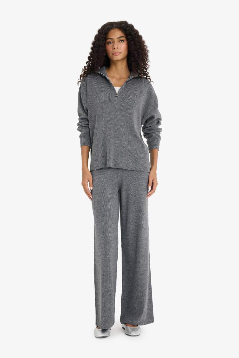 Wide Leg Geniş Bol Paça Triko Pantolon