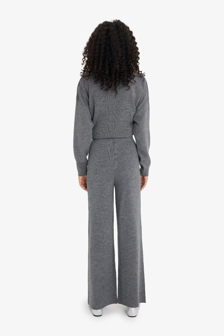 Wide Leg Geniş Bol Paça Triko Pantolon