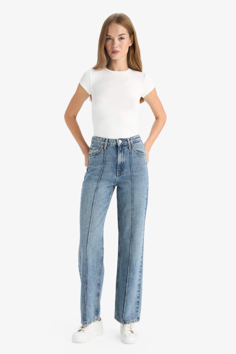 90's Wide Leg High Waist Long Jeans