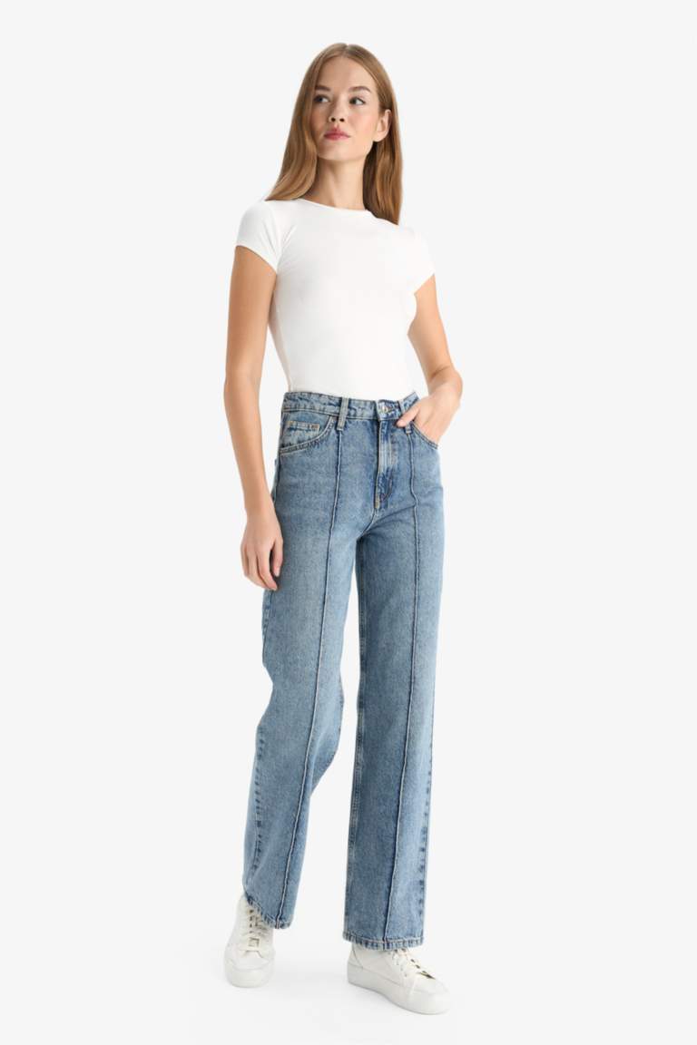90's Wide Leg High Waist Long Jeans