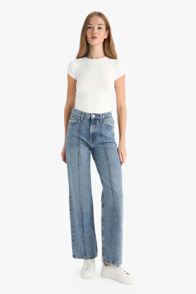 90's Wide Leg High Waist Long Jeans