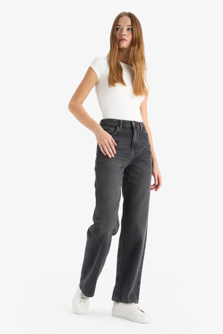 90's Wide Leg Yüksek Bel Uzun Jean Pantolon
