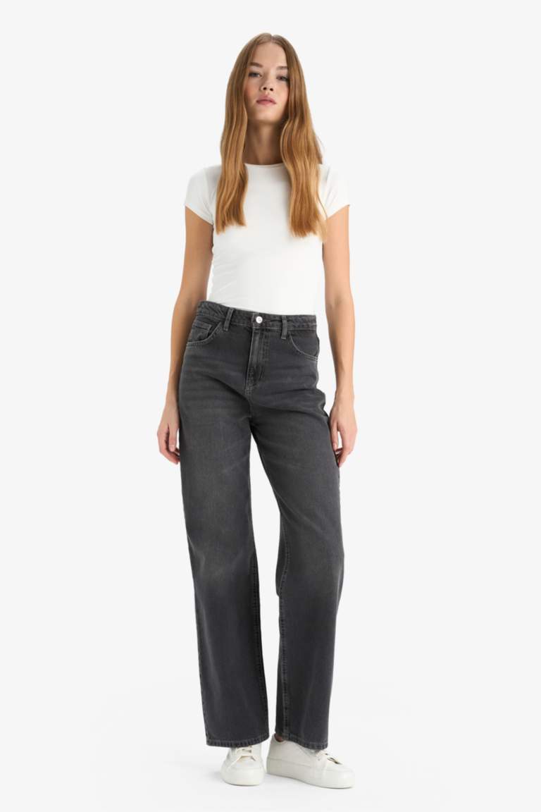 90's Wide Leg Yüksek Bel Uzun Jean Pantolon