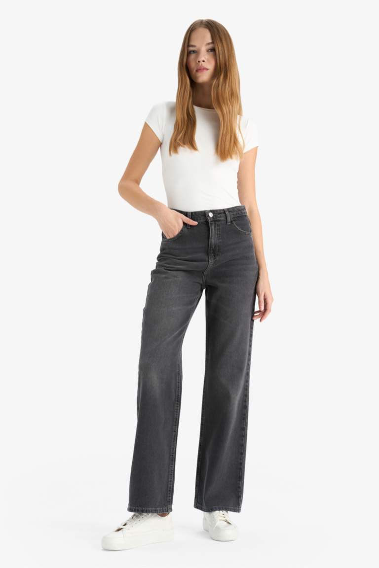 90's Wide Leg Yüksek Bel Uzun Jean Pantolon
