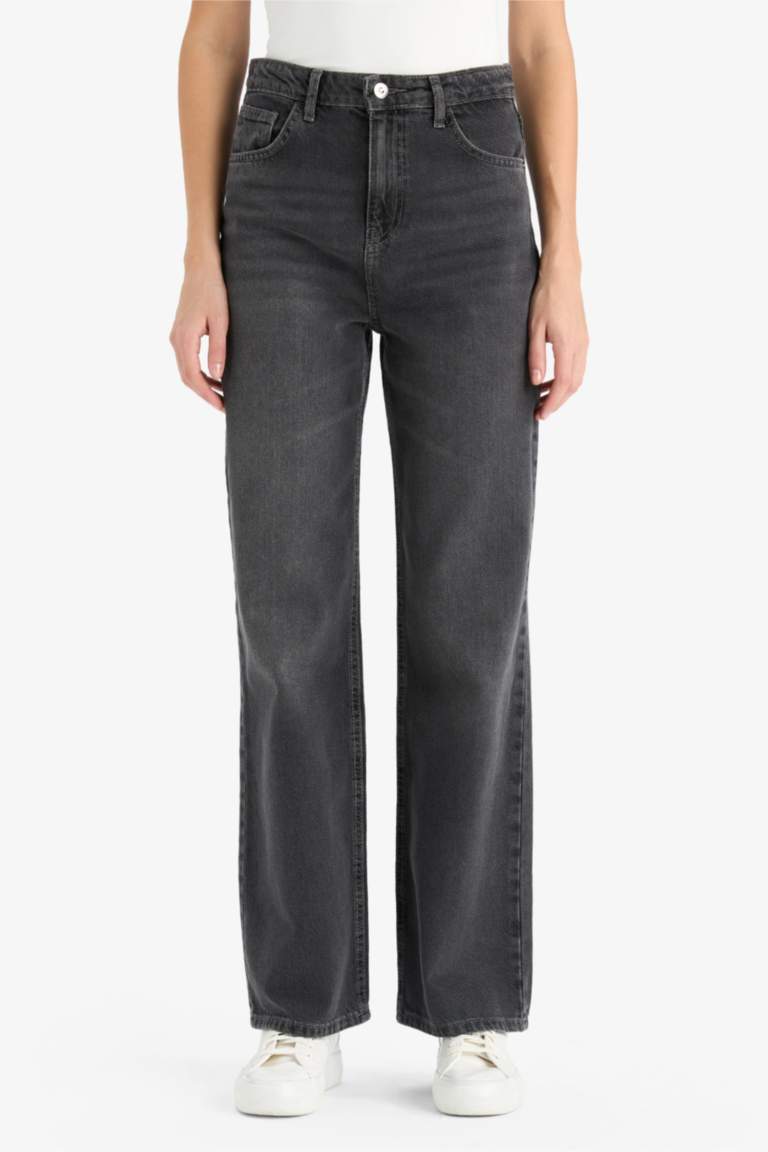 90's Wide Leg Yüksek Bel Uzun Jean Pantolon