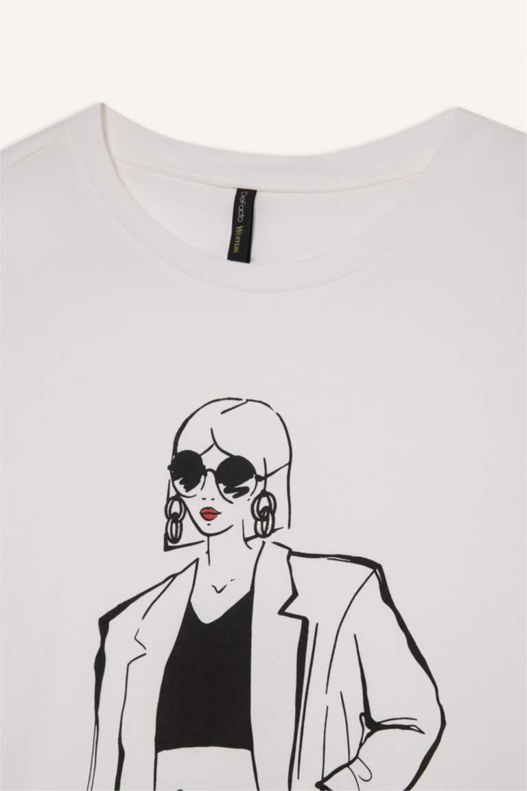 Relax Fit Crew Neck Girl Printed Cotton T-Shirt