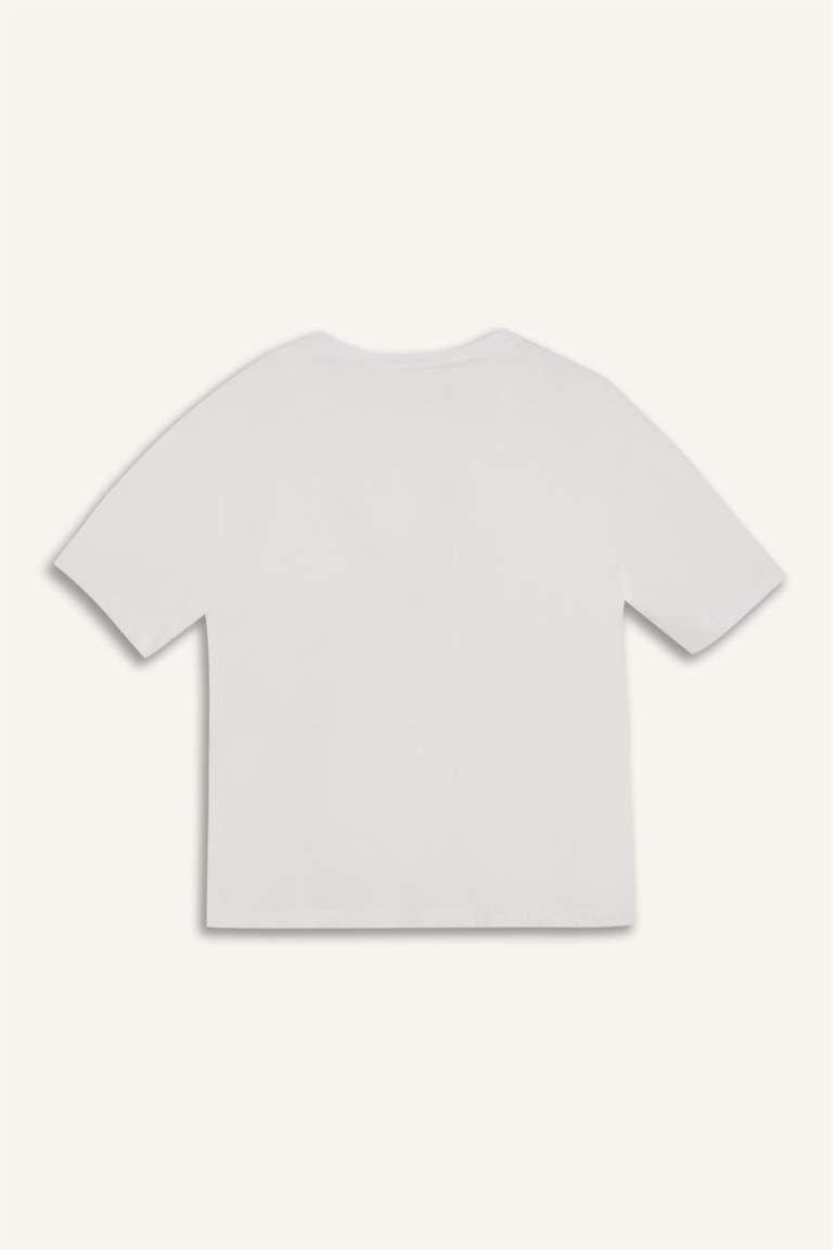 Relax Fit Crew Neck Girl Printed Cotton T-Shirt