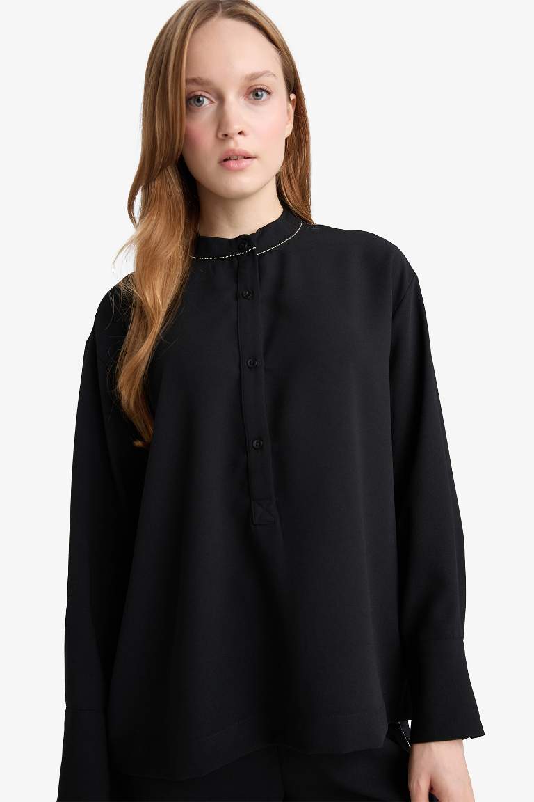 Relax Fit Crepe Long Sleeve Tunic