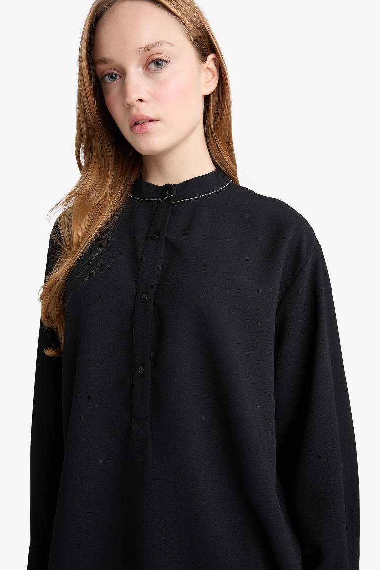 Relax Fit Crepe Long Sleeve Tunic