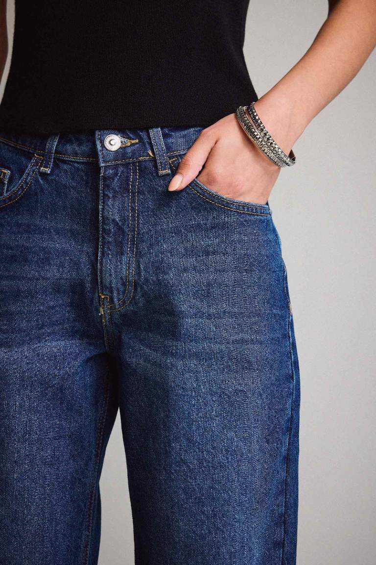 Straight Wide Yüksek Bel Düz Paça Uzun Jean Pantolon