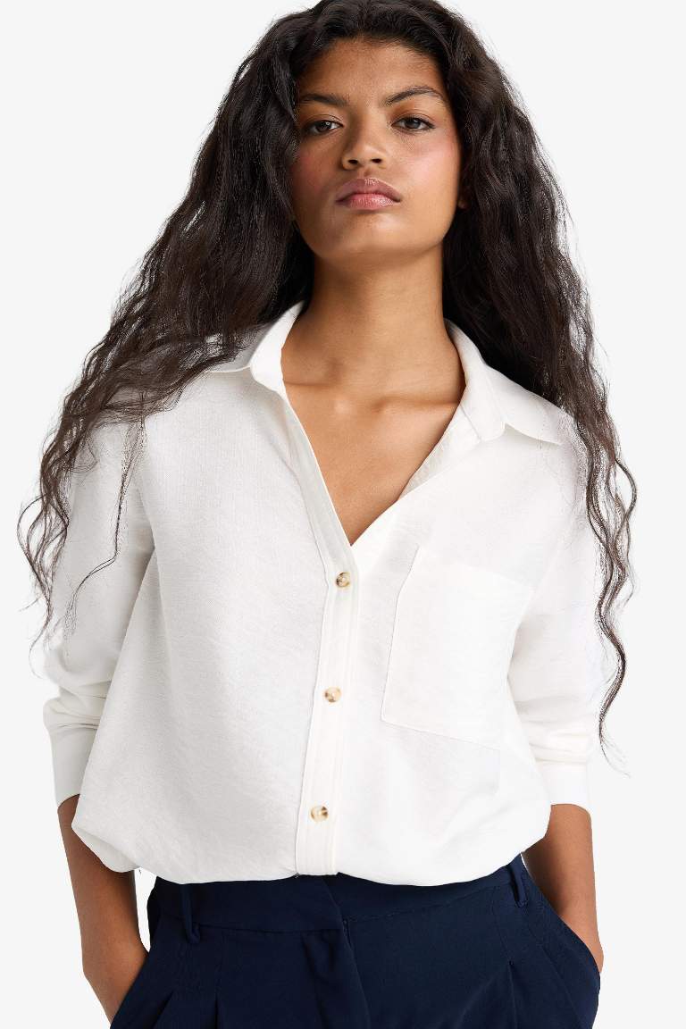 Regular Fit Shirt Collar Long Sleeve Shirt