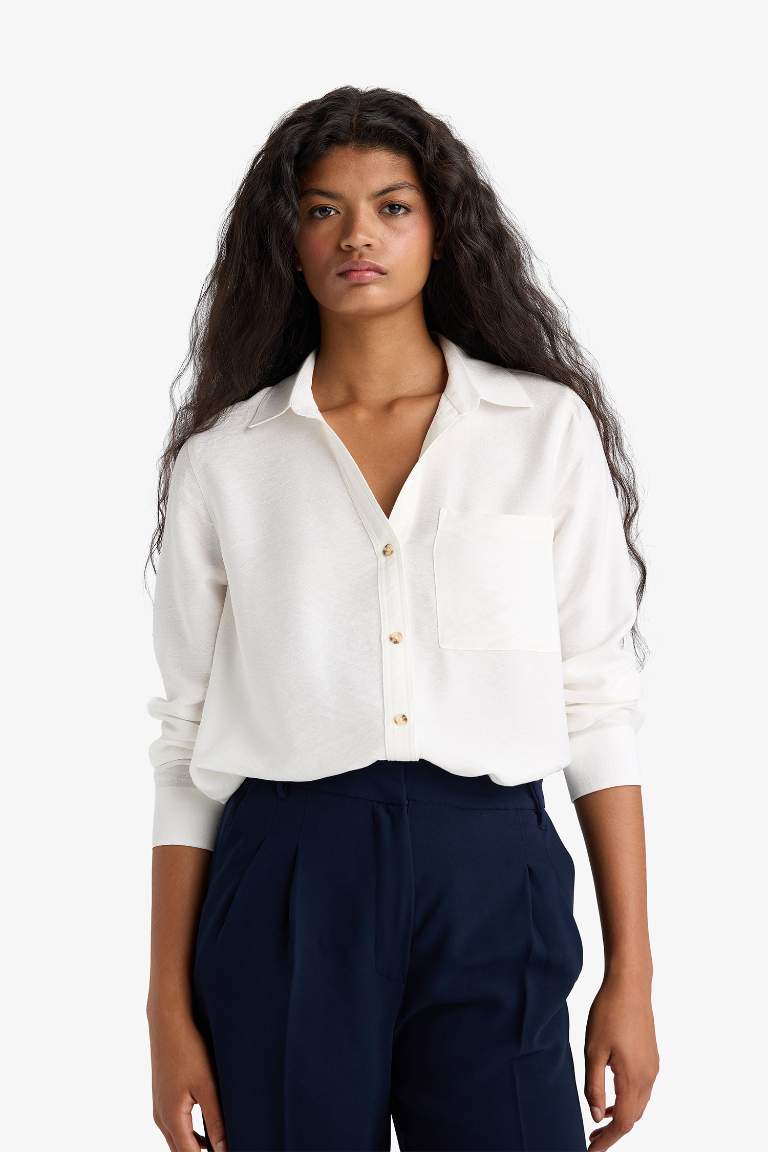 Regular Fit Shirt Collar Long Sleeve Shirt