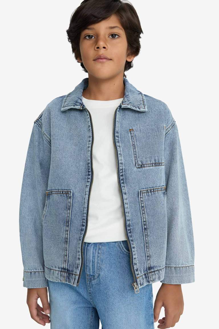 Boy Polo Neck Denim Jacket