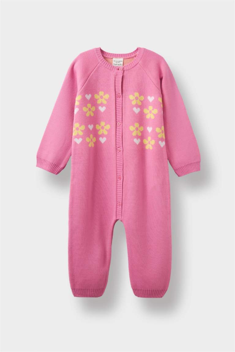 Knitwear Regular Fit Crew Neck Flower Jumpsuit