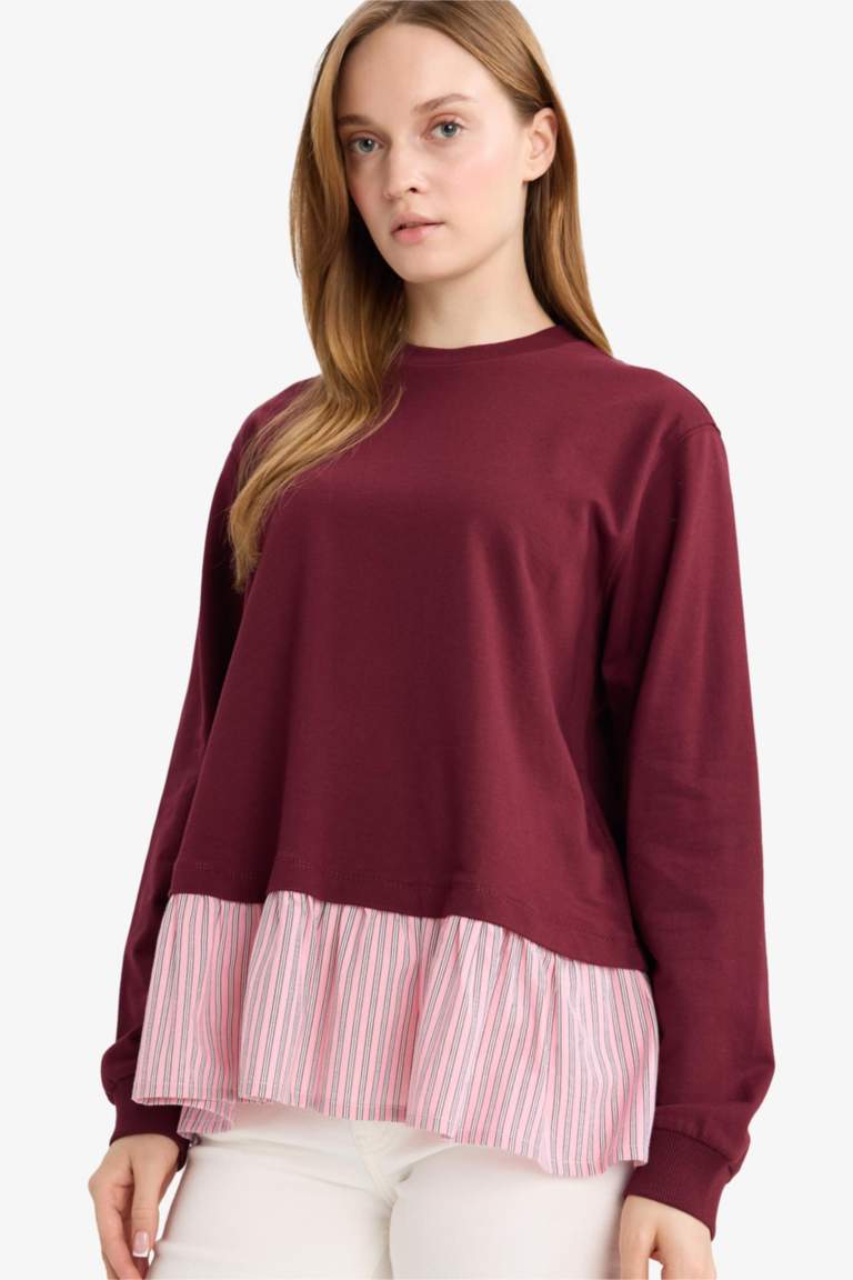 Regular Fit Thin Sweatshirt Fabric Crew Neck Sweat Tunic