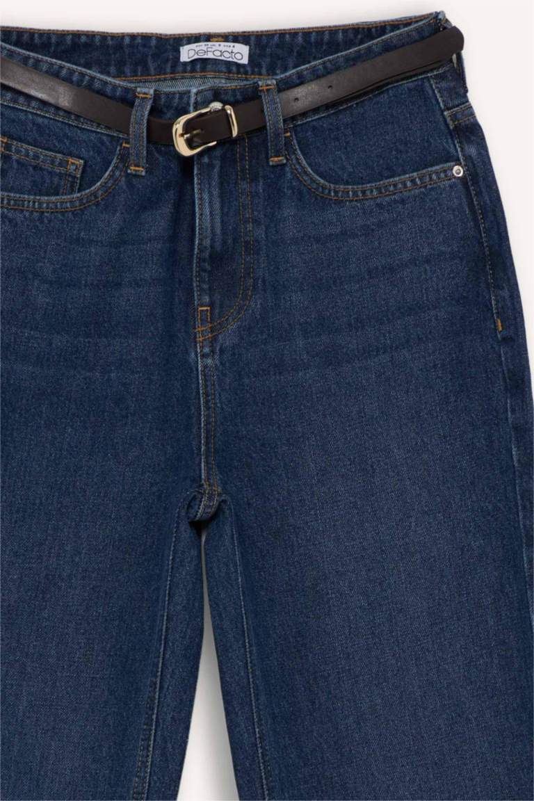 Straight Fit Regular Hem Denim Trousers