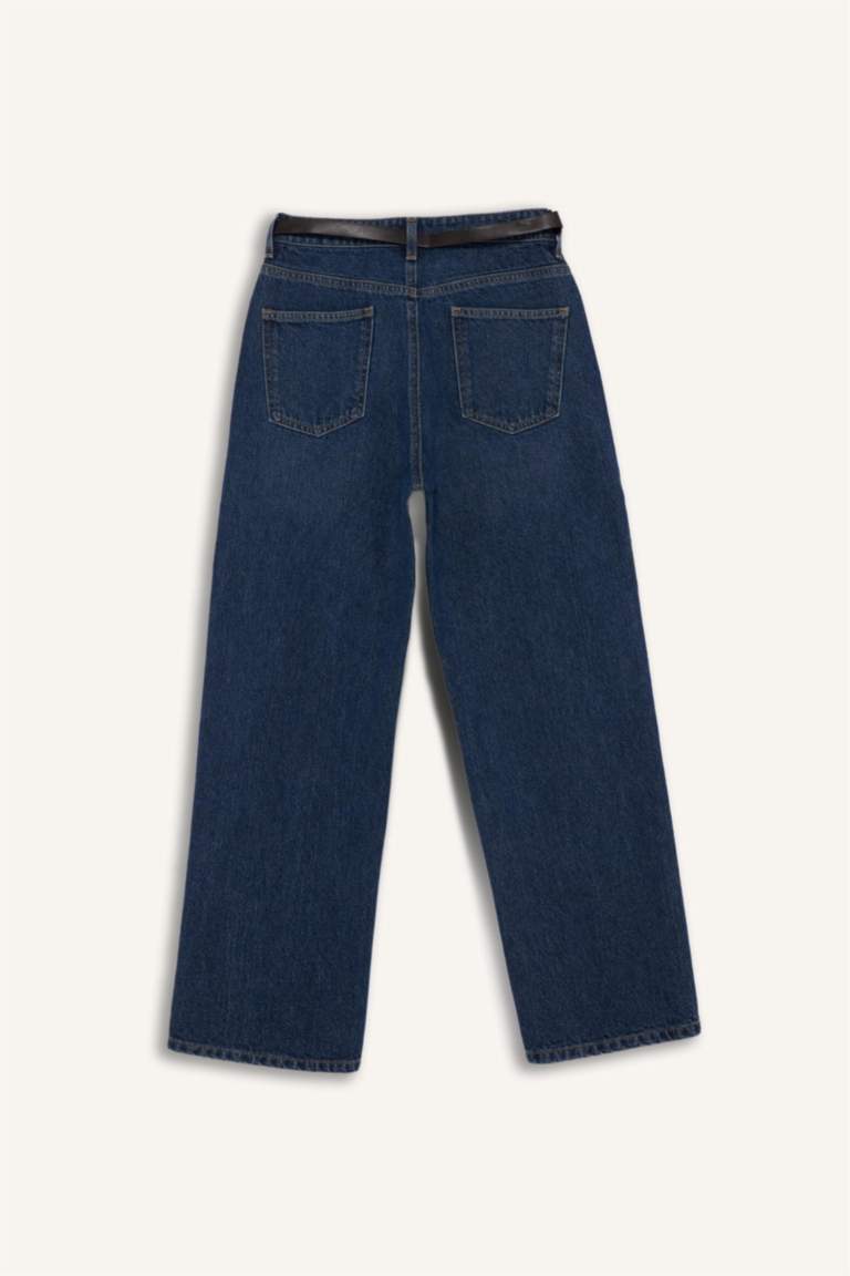 Straight Fit Regular Hem Denim Trousers