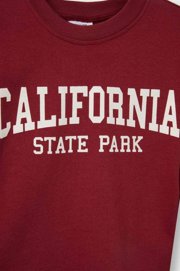 Baby Boy Regular Fit Crew Neck Slogan Printed 2 Piece T-Shirt