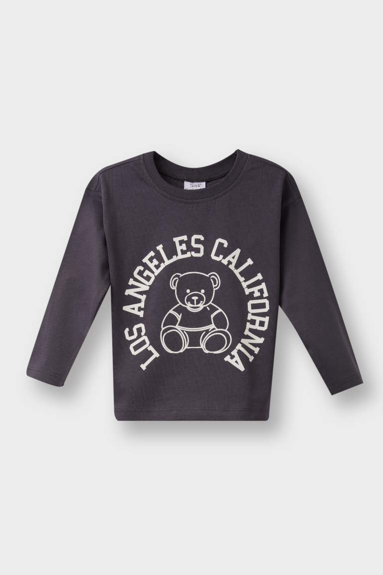 Baby Boy Regular Fit Crew Neck Slogan Printed 2 Piece T-Shirt