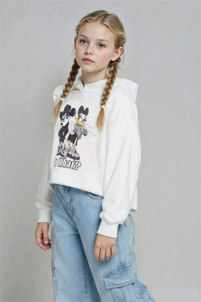 Girl Disney Mickey & Minnie Oversize Fit Hooded Sweatshirt