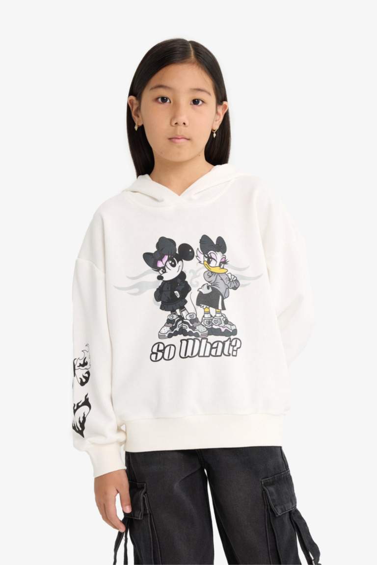 Girl Disney Mickey & Minnie Oversize Fit Hooded Sweatshirt