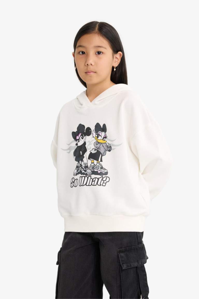 Girl Disney Mickey & Minnie Oversize Fit Hooded Sweatshirt